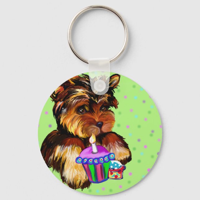 CHAVEIRO FELIZ ANIVERSÁRIO YORKIE POO (Frente)