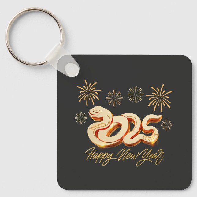 Chaveiro Feliz Ano Novo 2025 O Ano Chinês da Serpente (Frente)
