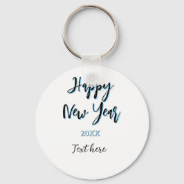 Chaveiro Feliz ano novo azul preto negrito ano simples na m