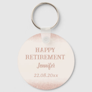 Chaveiro Feliz Aposentadoria em Dourado Rosa