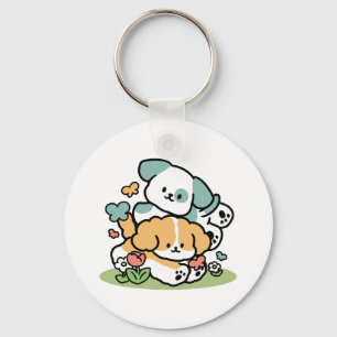 Chaveiro Feliz Cachorro A Cair Em Maio - Arte Canina Kawaii