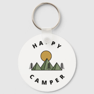 Chaveiro Feliz Camper Acampamento Floresta Montanhas Minima