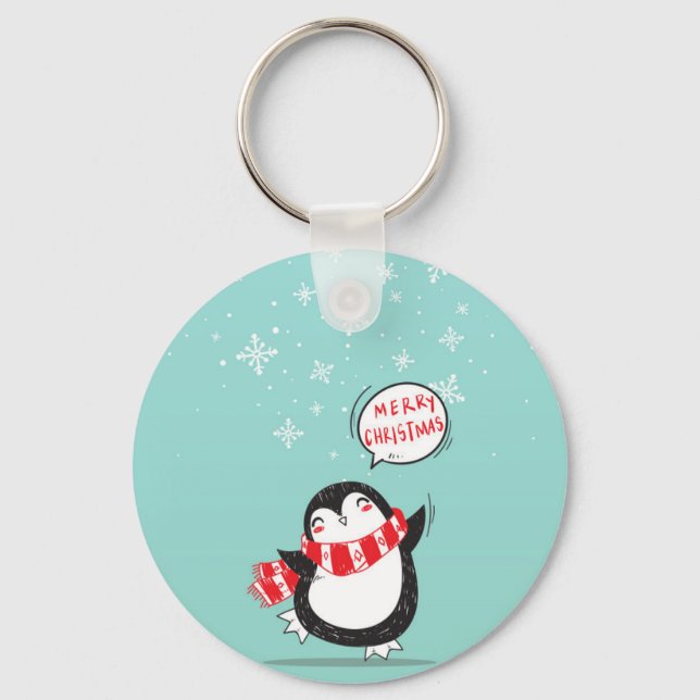 Chaveiro Feliz Cartoon Penguin (Frente)