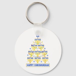Chaveiro Feliz Chrismukkah Hanukkah Árvore de Luz Feriado J