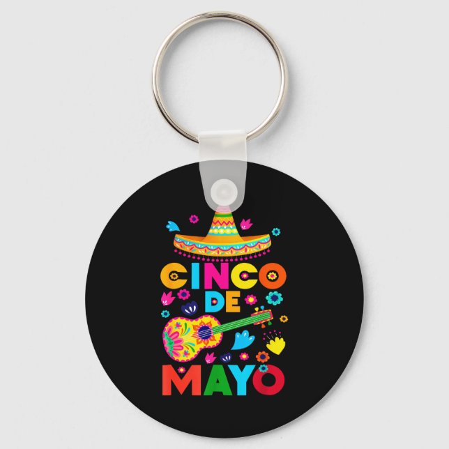 Chaveiro Feliz cinco de maio sombrero mexicano violãoFeliz  (Frente)