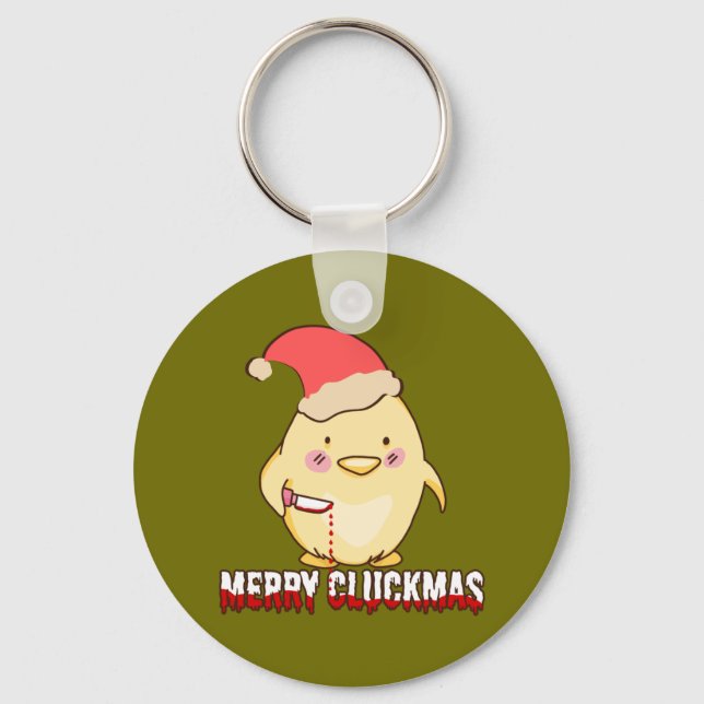 Chaveiro Feliz Cluckmas, Galinha de Natal Engraçada (Frente)