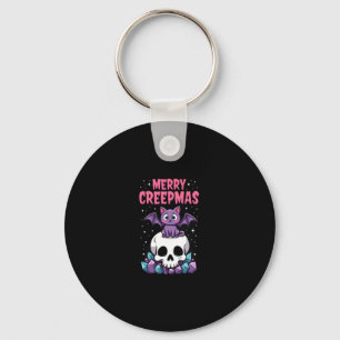 Chaveiro Feliz Creepmas Gato Pastel Goth Natal Caveira T-S