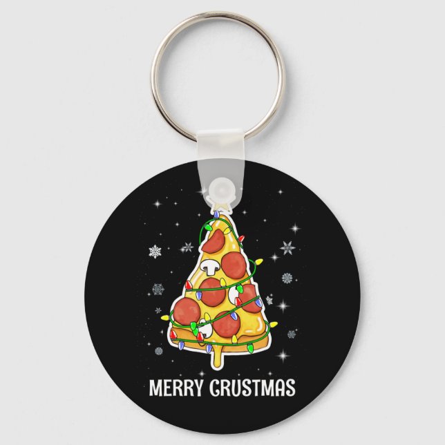 Chaveiro Feliz Crustmas Pizza Árvore de Natal Presentes Xma (Frente)