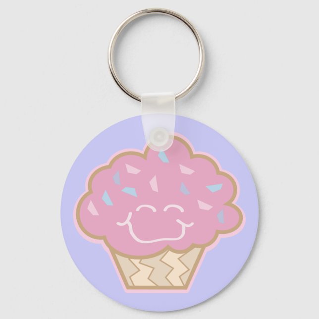 Chaveiro feliz cupcake de morango (Frente)