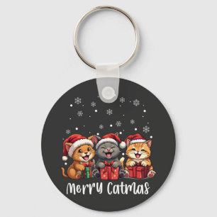 Chaveiro Feliz de Gatinhos de Natal Catmas