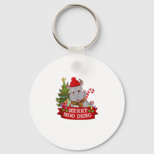 Chaveiro Feliz de Natal Moo Deng Cute Baby Hippo Bouncy Ap