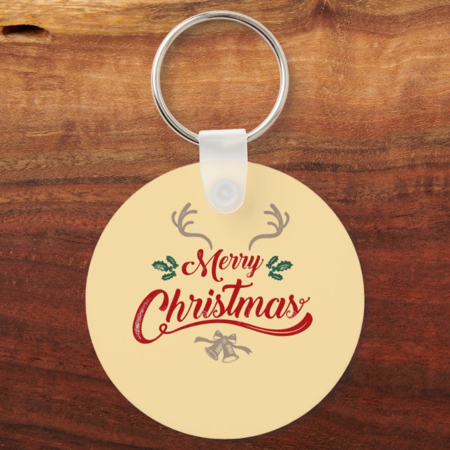 Chaveiro Feliz Design de Natal | Vermelho e Verde (Verso)