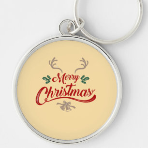 Chaveiro Feliz Design de Natal Vermelho e Verde
