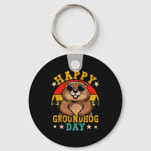 Chaveiro Feliz Dia da Marmota Vintage Amante de Animais Hom