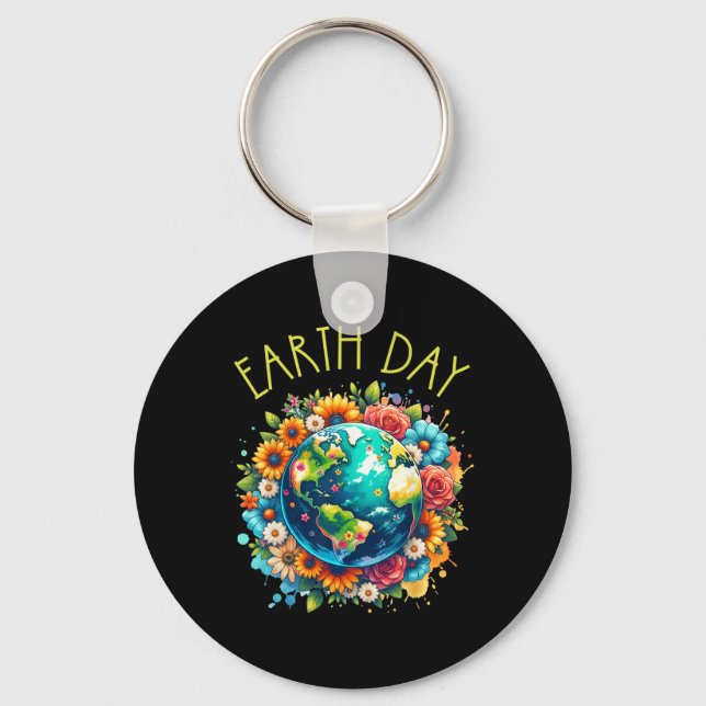 Chaveiro Feliz Dia da Terra Camisa Terra Cura com Terra Flo (Frente)