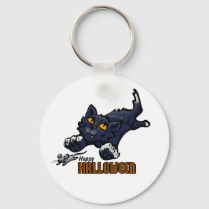 Chaveiro Feliz Dia das Bruxas Gato Perseguindo Mouse