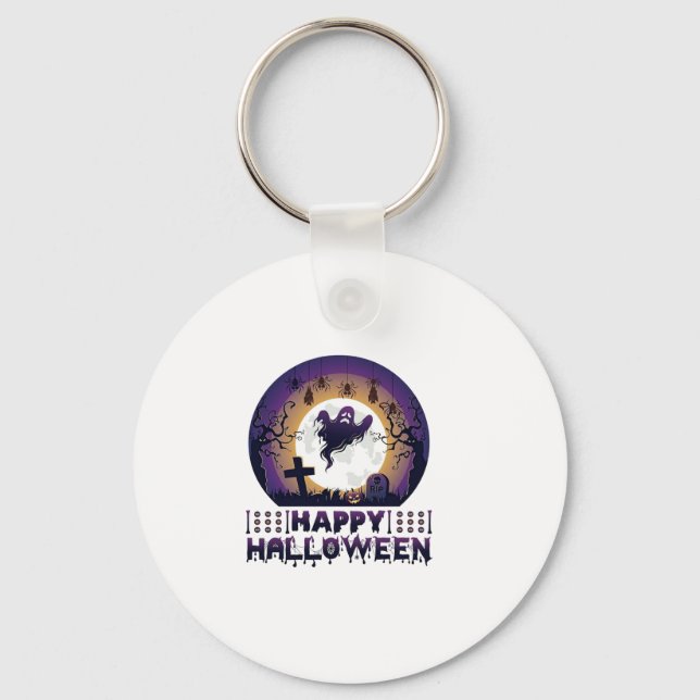 Chaveiro Feliz Dia das Bruxas Morcegos Aranhas Fantasmas_1 (Frente)
