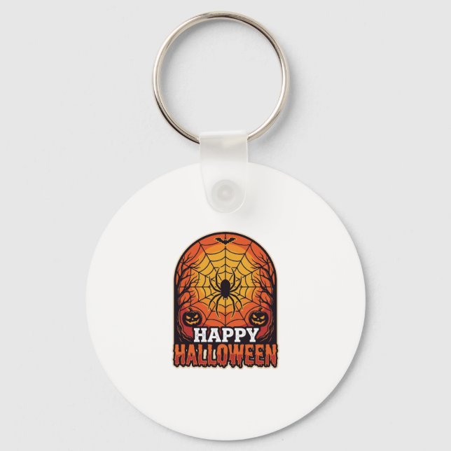 Chaveiro Feliz Dia das Bruxas Teia de Aranha Desenho de Gra (Frente)