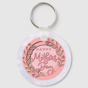 Chaveiro Feliz Dia das Mães Elegante Moderno Floral Rosa