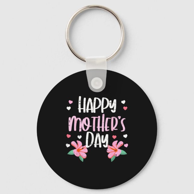 Chaveiro Feliz dia das mães flores mãe fofa mamãe mamã tia (Frente)