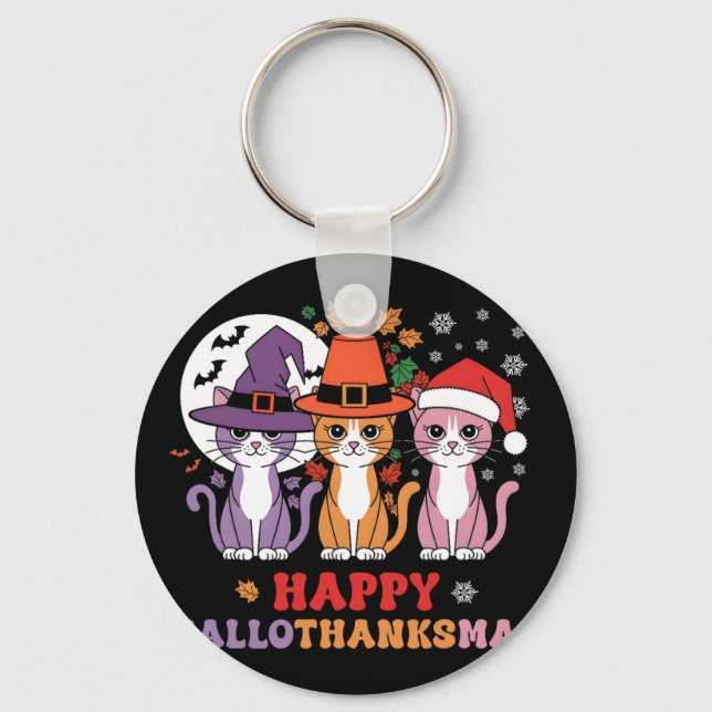 Chaveiro Feliz Dia de Ação de Graças de Halloween (Frente)