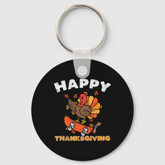 Chaveiro Feliz Dia de Ação de Graças Feliz da Turquia Fall  (Frente)