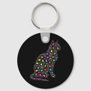 Chaveiro Feliz Dia de Páscoa Gatos Ovos Engraçado Homens Mu