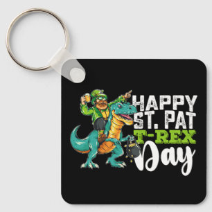 Chaveiro Feliz Dia de São Patrício do Dinossauro T Rex