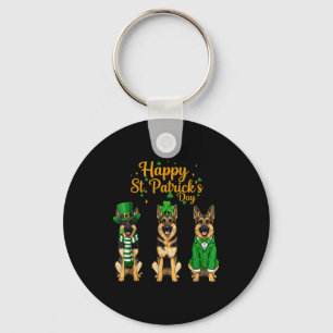 Chaveiro Feliz dia de São Patrício gráfico de cão pastor -