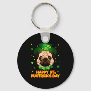 Chaveiro Feliz Dia de São Patrício Pugtricks Irlandês Pug L