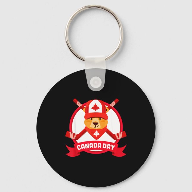 Chaveiro Feliz Dia do Canadá Design Humorístico Groundhog C (Frente)