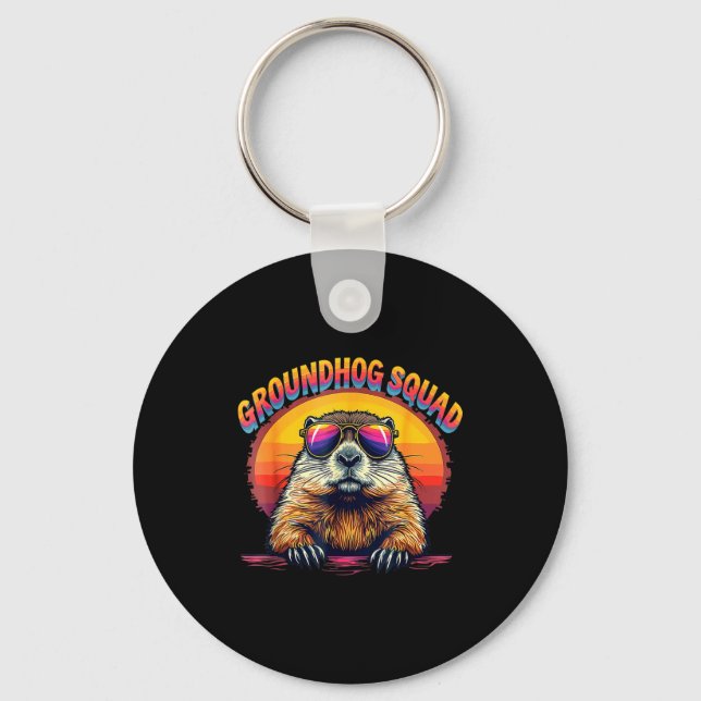 Chaveiro Feliz Dia do Groundhog 2025 Equipe Engraçada do Gr (Frente)