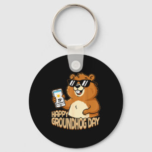 Chaveiro Feliz Dia do Groundhog Fofa Marmota Engraçada Grou