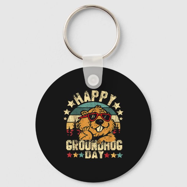 Chaveiro Feliz Dia do Groundhog Funny Groundhog Singles Fof (Frente)