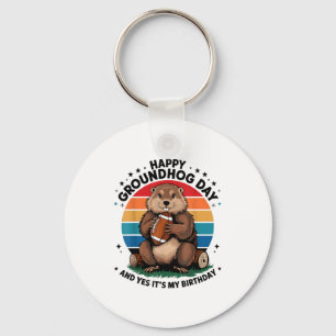 Chaveiro Feliz Dia do Groundhog Sim É Meu Aniversário Futeb