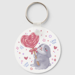 Chaveiro Feliz Dia dos Namorados com Bunny & Lollipop