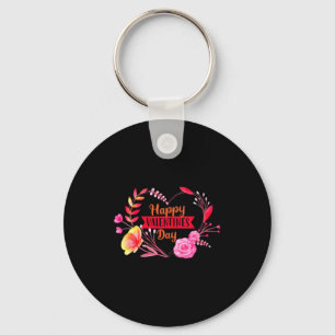 Chaveiro Feliz Dia dos Namorados Feminino Coração Floral V