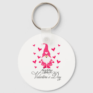 Chaveiro Feliz Dia dos Namorados Gnomo Amor Corações Rosa