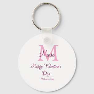 Chaveiro Feliz dia dos namorados monograma rosa nome amor m