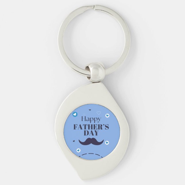 Chaveiro Feliz Dia dos Pais – Desenho de Bigode e Coração (Frente)