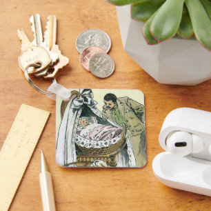 Chaveiro Feliz Dia dos Pais Vintage, Berço de Bebê Vitorian