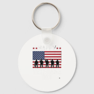 Chaveiro Feliz Dia dos Veteranos Silhueta da Bandeira Desen