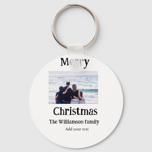 Chaveiro Feliz feriado adiciona foto do nome da família (Frente)