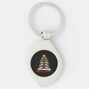 Chaveiro Feliz Fishmas Engraçado Árvore de Natal Luzes de P