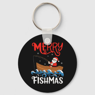 Chaveiro Feliz Fishmas Engraçado Natal Papai Noel Pesca