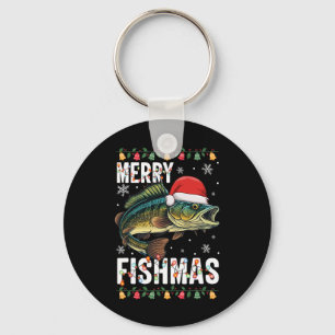 Chaveiro Feliz Fishmas Engraçado Pesca Natal Pajama Fishe
