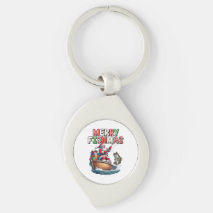 Chaveiro Feliz Fishmas Papai Noel Amantes de Pesca Fun Dive