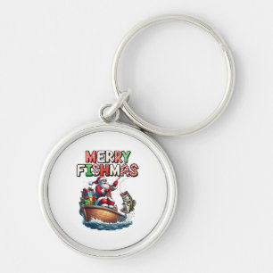 Chaveiro Feliz Fishmas Papai Noel Amantes de Pesca Fun Dive