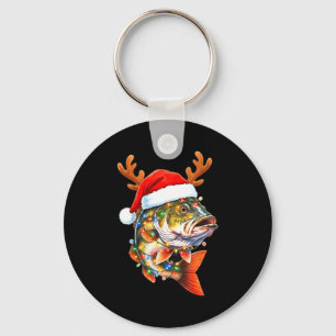 Chaveiro Feliz Fishmas Piada B Pesca Natal Chapéu de Papai