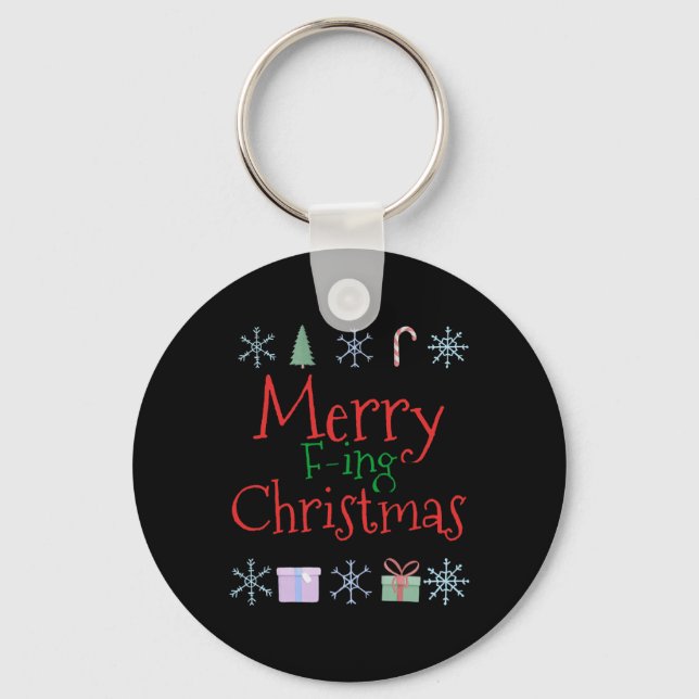 Chaveiro Feliz Foring (f-ing) Natal Engraçado Sarcástico Qu (Frente)